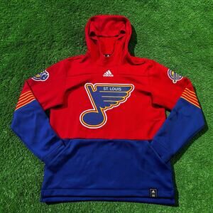 Adidas St Louis Blues Reverse Retro NHL Pullover Hoodie Red Blue Men's Medium